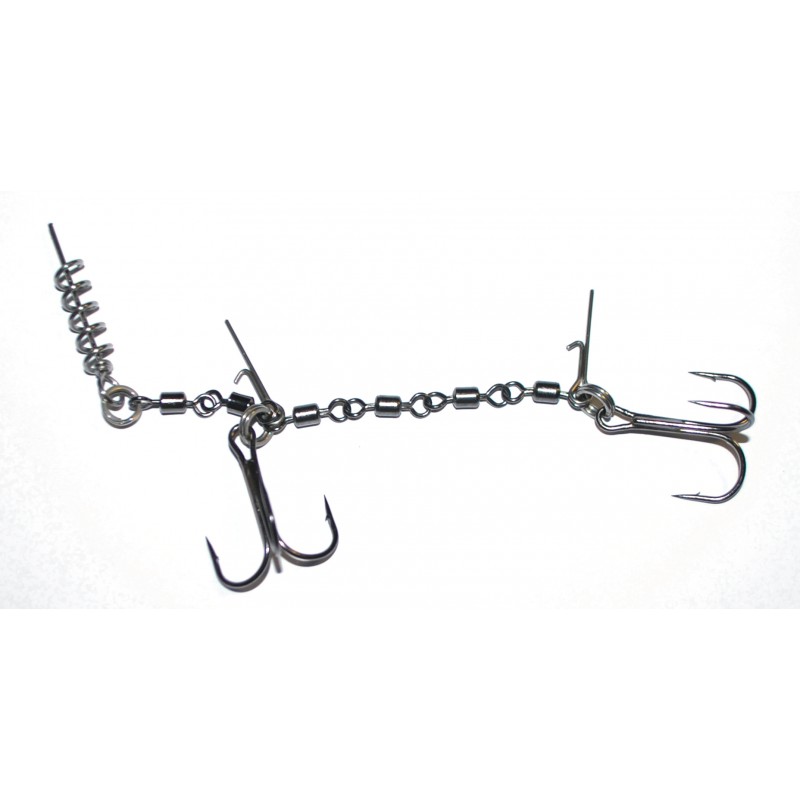 Guminukų kaustymo sistema Atora Swivel Stinger rig 2 kabliukai Guminukų kaustymo sistema Atora Swivel Stinger rig 2 kabliukai
